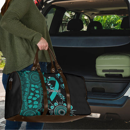 Australia Ovarian Cancer Support Personalised Travel Bag Aboriginal Ribbon Dot Painting