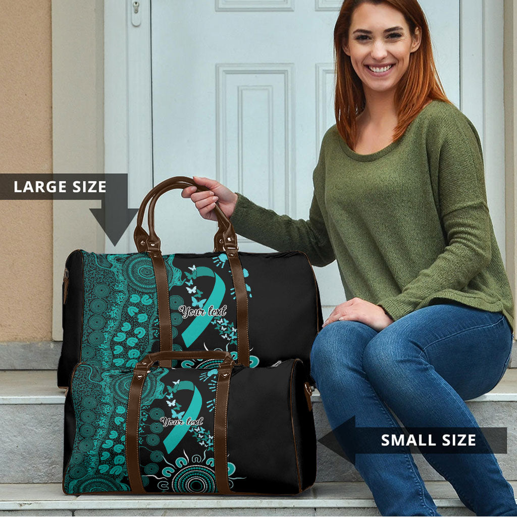 Australia Ovarian Cancer Support Personalised Travel Bag Aboriginal Ribbon Dot Painting