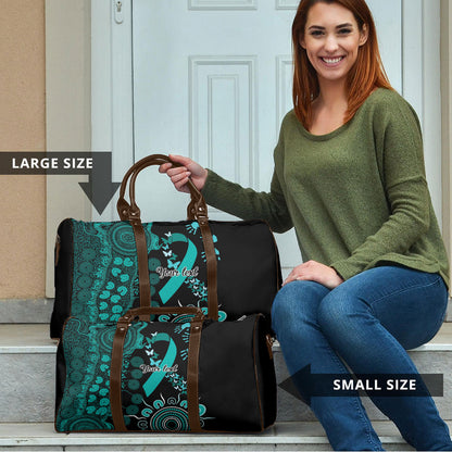Australia Ovarian Cancer Support Personalised Travel Bag Aboriginal Ribbon Dot Painting