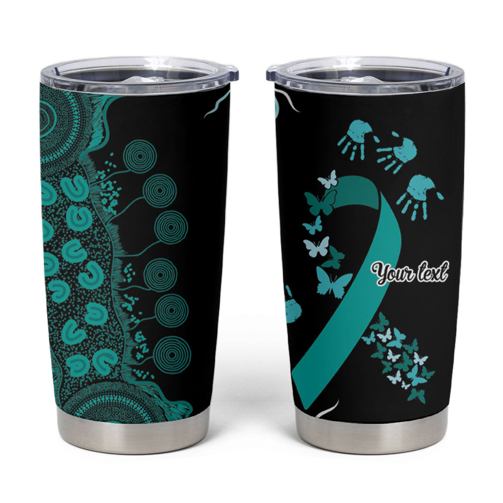 Australia Ovarian Cancer Support Personalised Tumbler Cup Aboriginal Ribbon Dot Painting