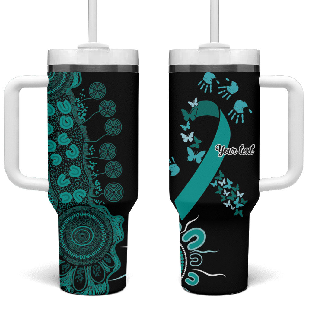 Australia Ovarian Cancer Support Personalised Tumbler With Handle Aboriginal Ribbon Dot Painting