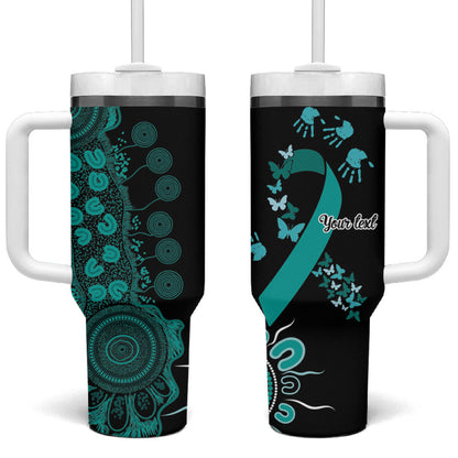 Australia Ovarian Cancer Support Personalised Tumbler With Handle Aboriginal Ribbon Dot Painting