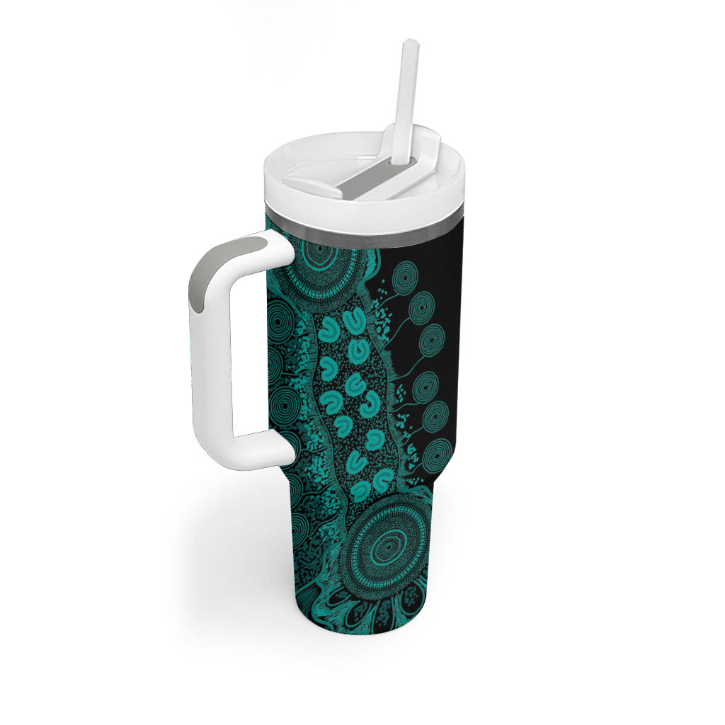 Australia Ovarian Cancer Support Personalised Tumbler With Handle Aboriginal Ribbon Dot Painting