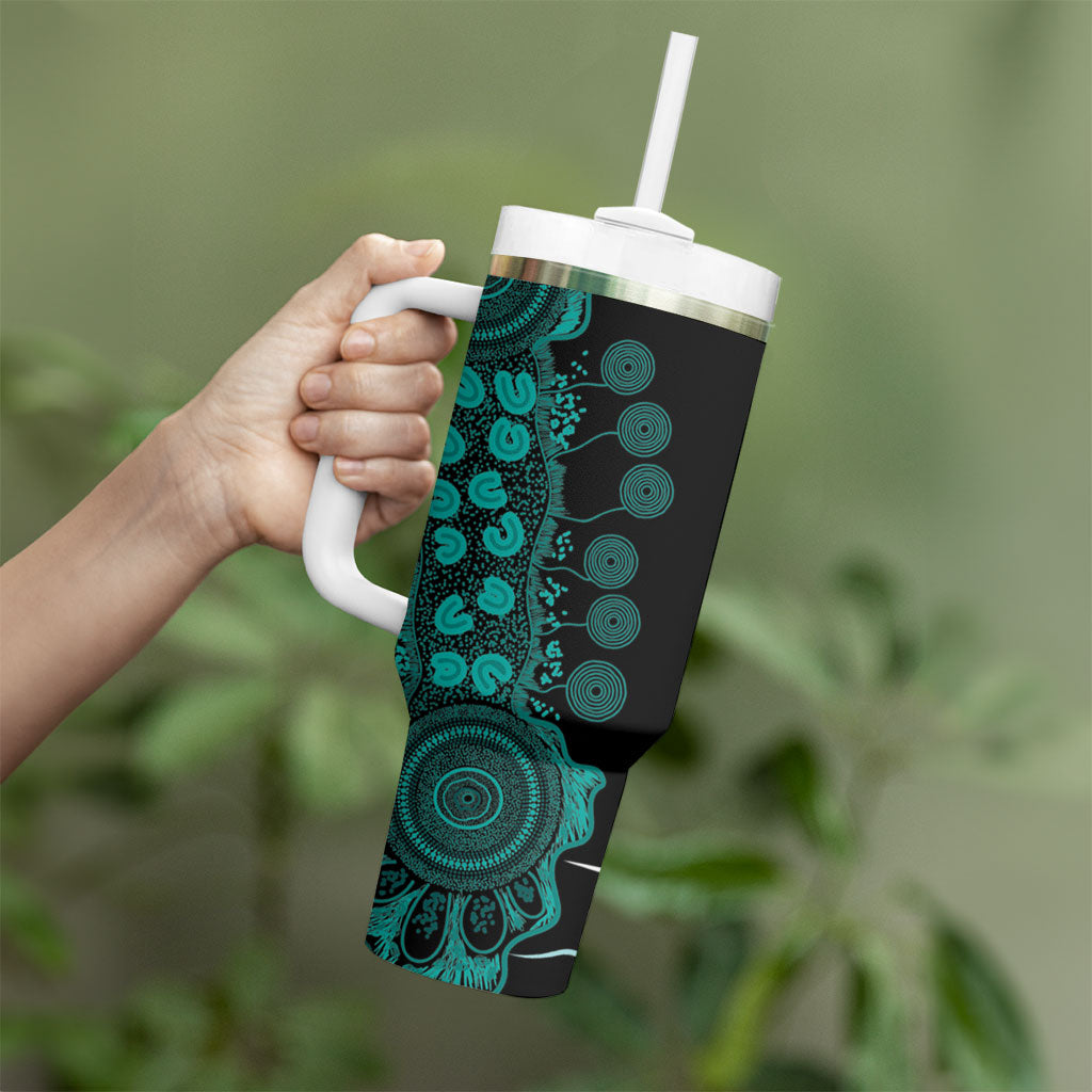 Australia Ovarian Cancer Support Personalised Tumbler With Handle Aboriginal Ribbon Dot Painting