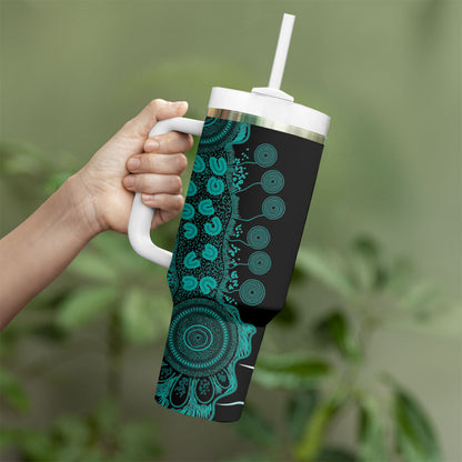 Australia Ovarian Cancer Support Personalised Tumbler With Handle Aboriginal Ribbon Dot Painting