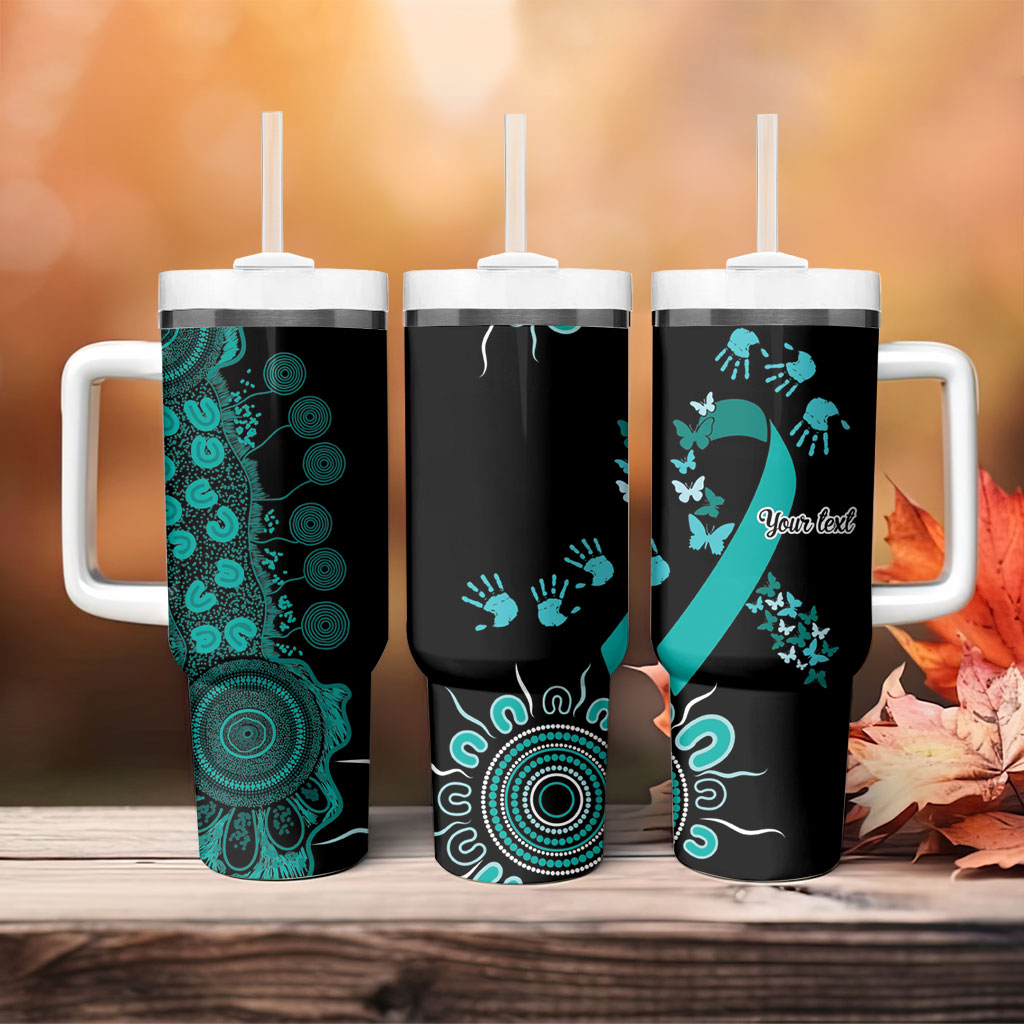 Australia Ovarian Cancer Support Personalised Tumbler With Handle Aboriginal Ribbon Dot Painting