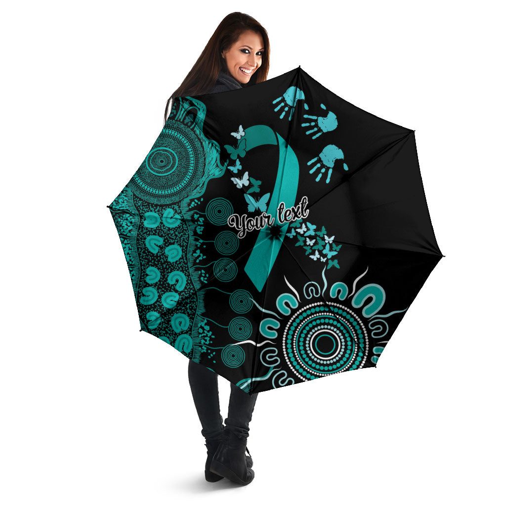 Australia Ovarian Cancer Support Personalised Umbrella Aboriginal Ribbon Dot Painting