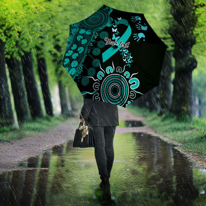 Australia Ovarian Cancer Support Personalised Umbrella Aboriginal Ribbon Dot Painting
