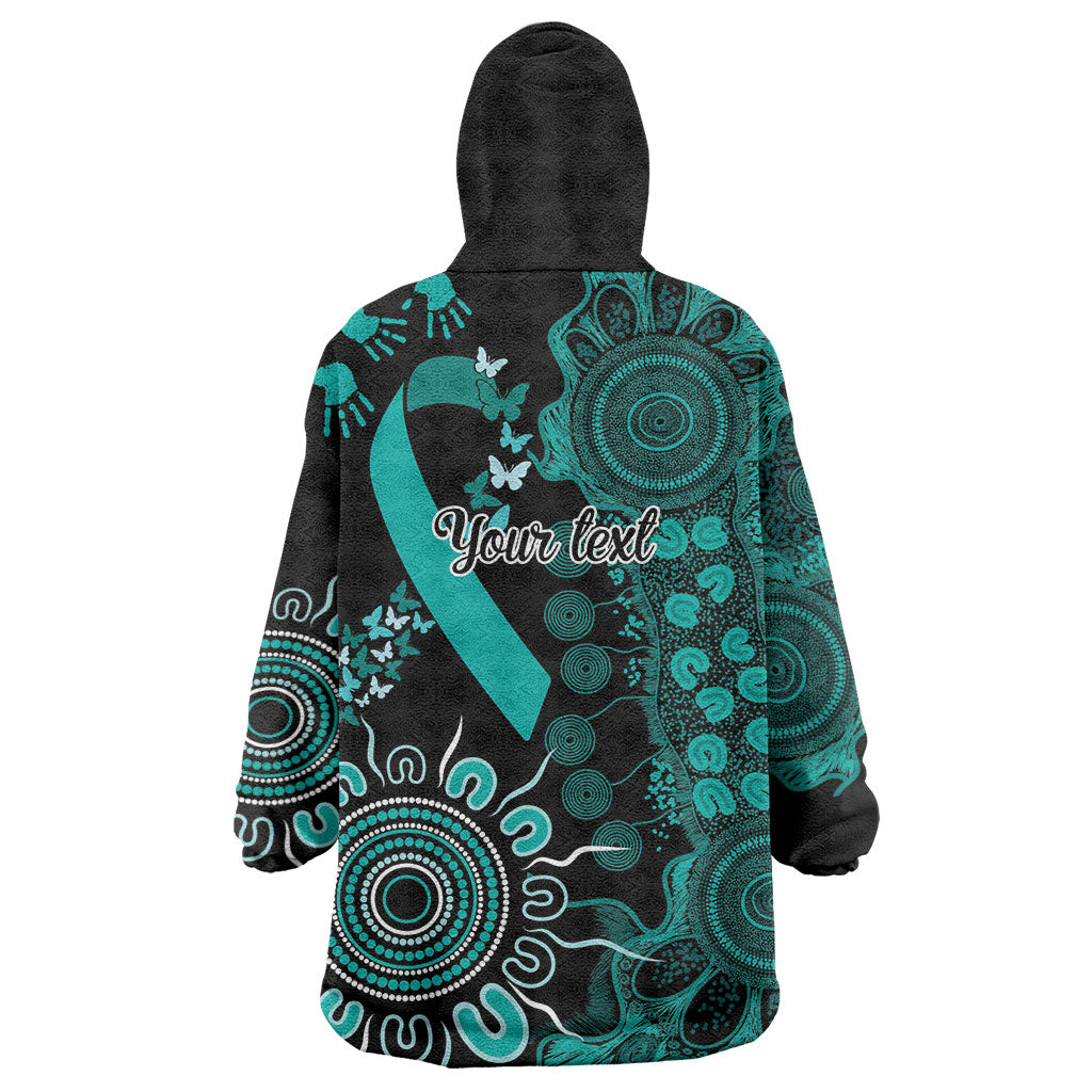 Australia Ovarian Cancer Support Personalised Wearable Blanket Hoodie Aboriginal Ribbon Dot Painting