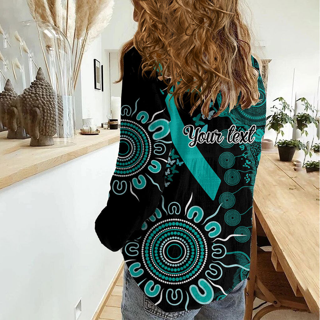 Australia Ovarian Cancer Support Personalised Women Casual Shirt Aboriginal Ribbon Dot Painting