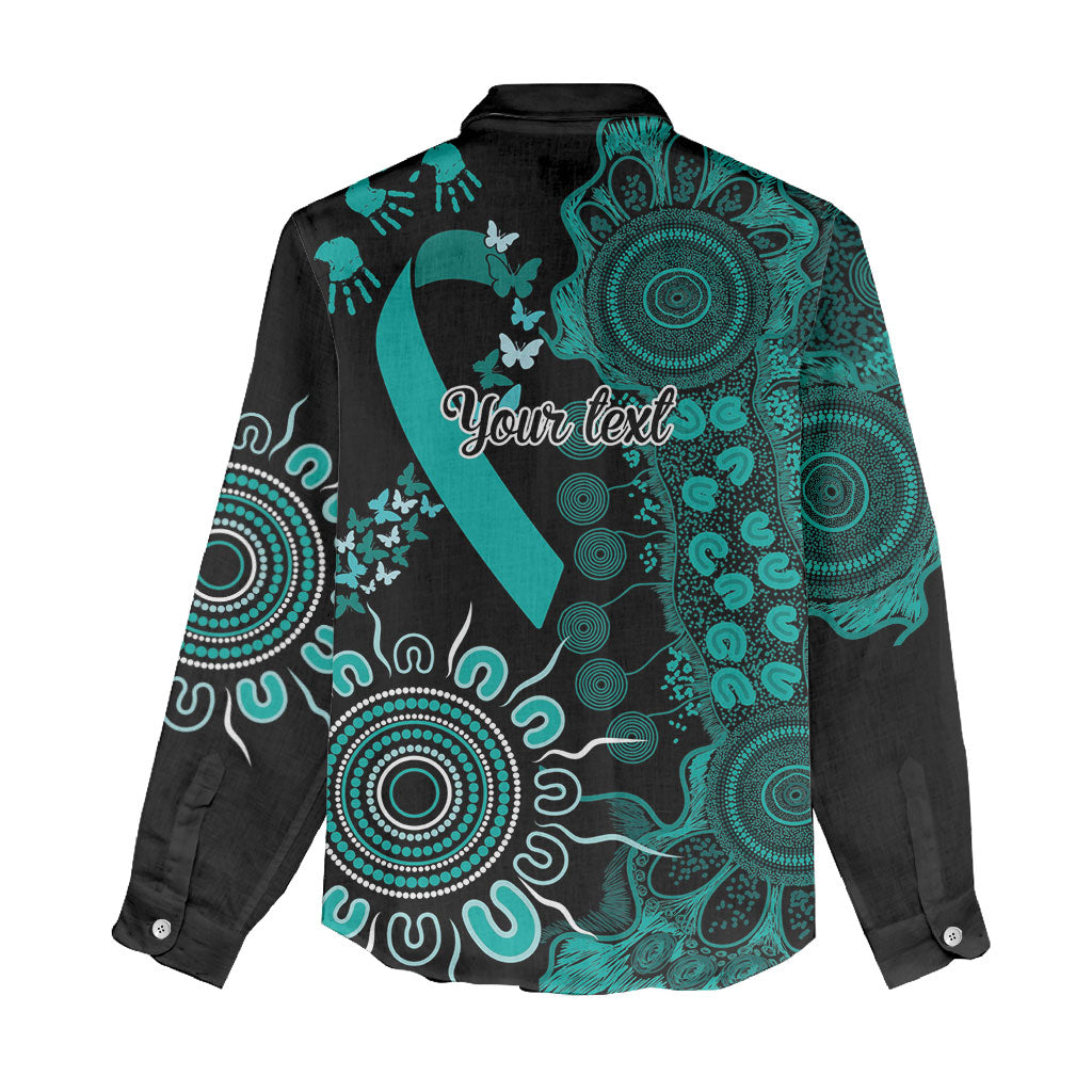 Australia Ovarian Cancer Support Personalised Women Casual Shirt Aboriginal Ribbon Dot Painting