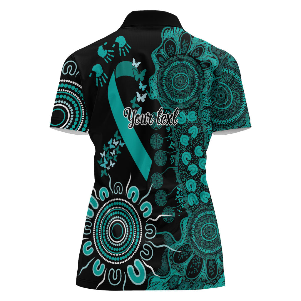 Australia Ovarian Cancer Support Personalised Women Polo Shirt Aboriginal Ribbon Dot Painting