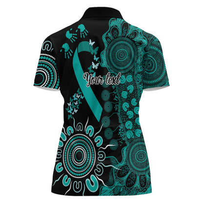 Australia Ovarian Cancer Support Personalised Women Polo Shirt Aboriginal Ribbon Dot Painting