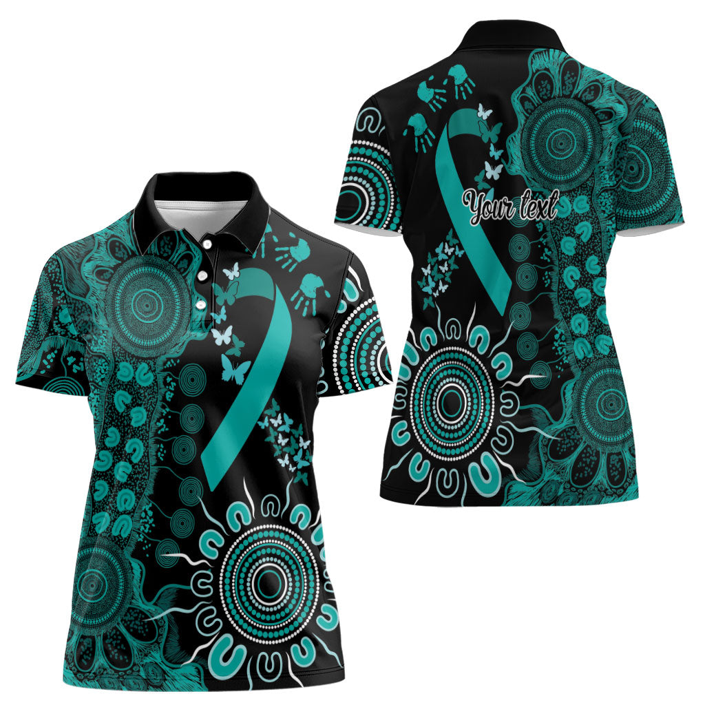 Australia Ovarian Cancer Support Personalised Women Polo Shirt Aboriginal Ribbon Dot Painting