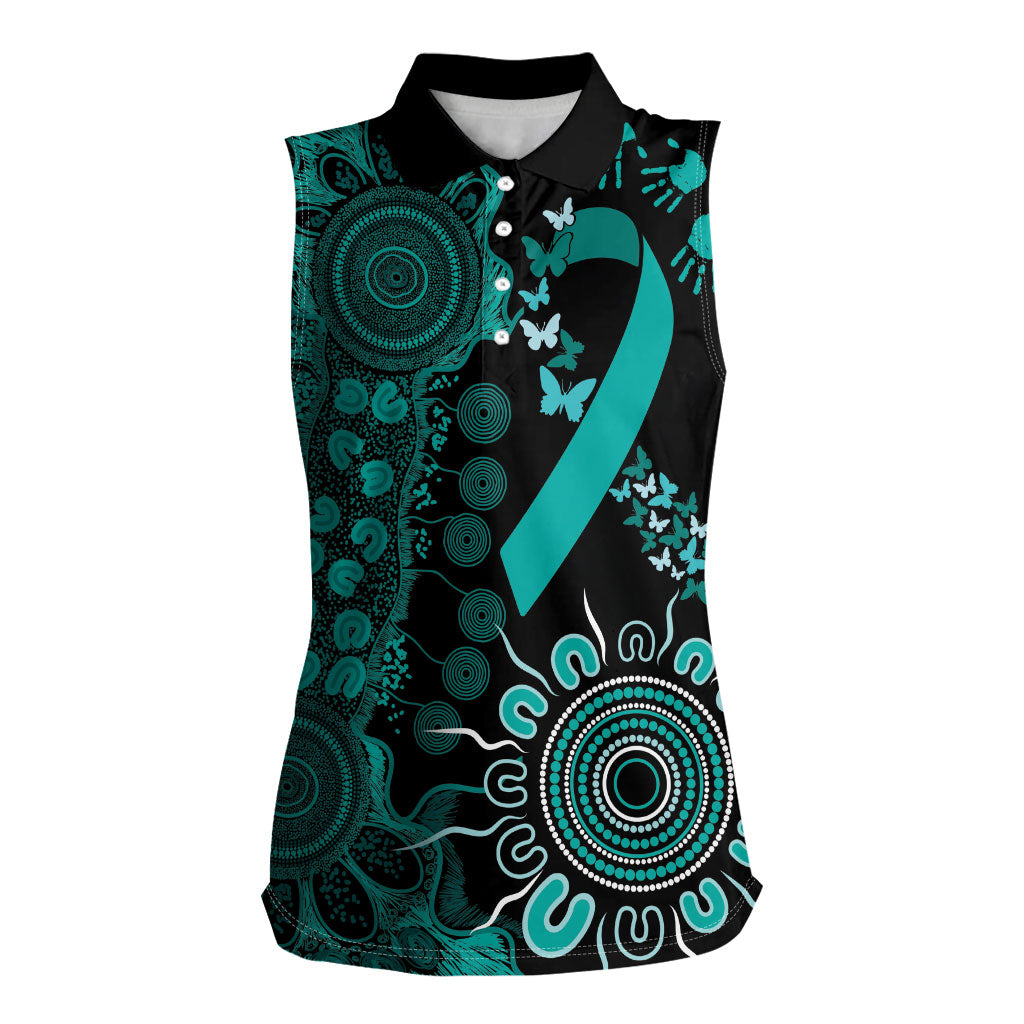 Australia Ovarian Cancer Support Personalised Women Sleeveless Polo Shirt Aboriginal Ribbon Dot Painting