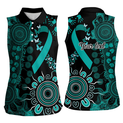 Australia Ovarian Cancer Support Personalised Women Sleeveless Polo Shirt Aboriginal Ribbon Dot Painting