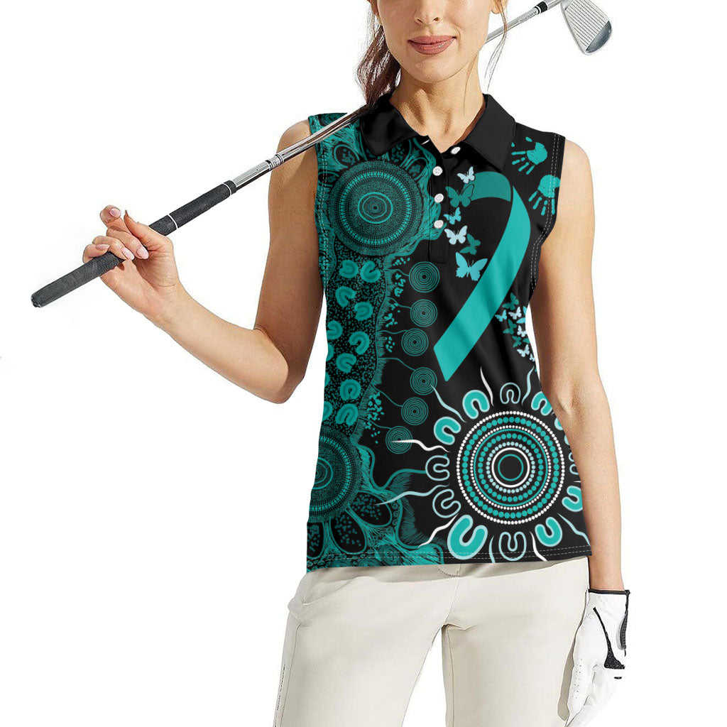 Australia Ovarian Cancer Support Personalised Women Sleeveless Polo Shirt Aboriginal Ribbon Dot Painting