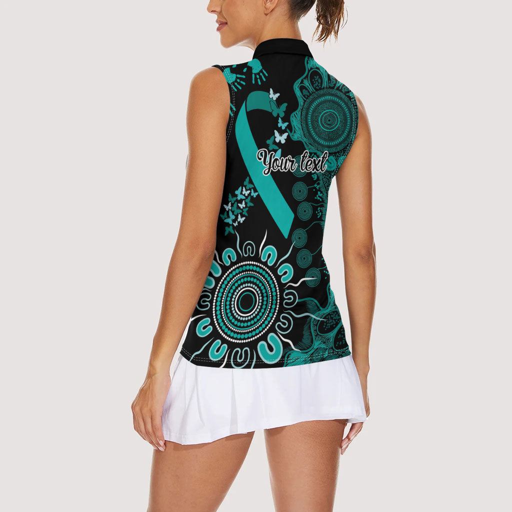 Australia Ovarian Cancer Support Personalised Women Sleeveless Polo Shirt Aboriginal Ribbon Dot Painting