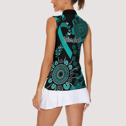 Australia Ovarian Cancer Support Personalised Women Sleeveless Polo Shirt Aboriginal Ribbon Dot Painting