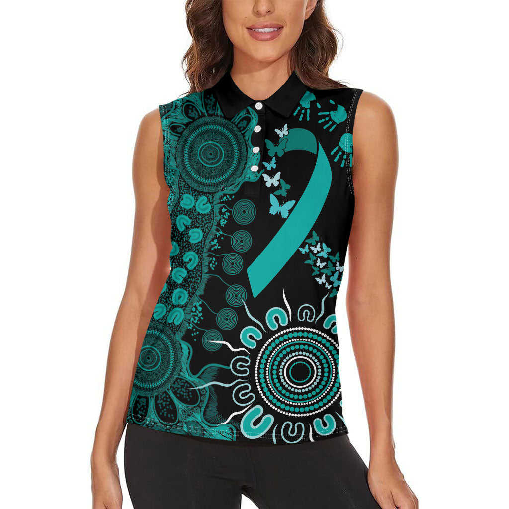 Australia Ovarian Cancer Support Personalised Women Sleeveless Polo Shirt Aboriginal Ribbon Dot Painting