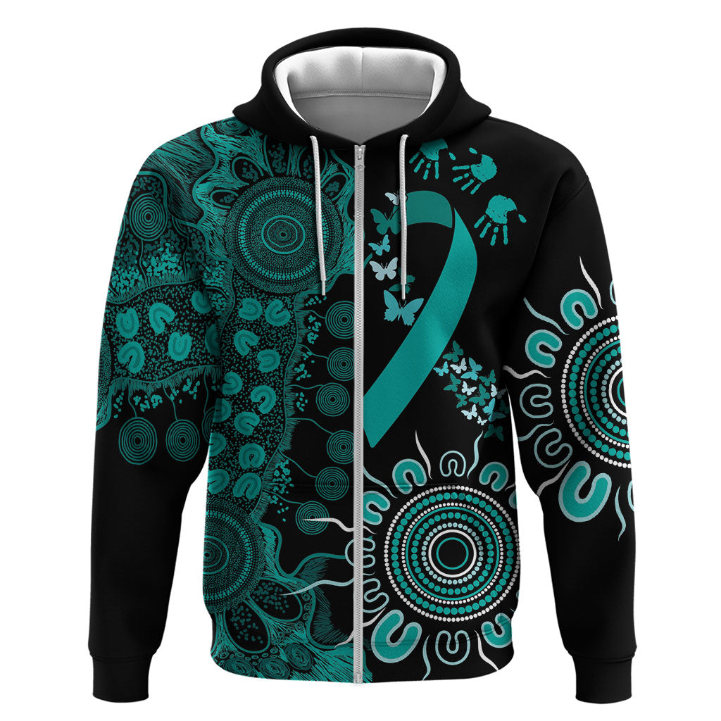 Australia Ovarian Cancer Support Personalised Zip Hoodie Aboriginal Ribbon Dot Painting