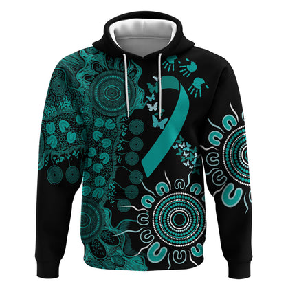 Australia Ovarian Cancer Support Personalised Zip Hoodie Aboriginal Ribbon Dot Painting