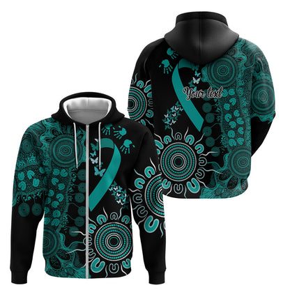 Australia Ovarian Cancer Support Personalised Zip Hoodie Aboriginal Ribbon Dot Painting