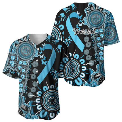 Australia Prostate Cancer Support Personalised Baseball Jersey Aboriginal Ribbon Dot Painting