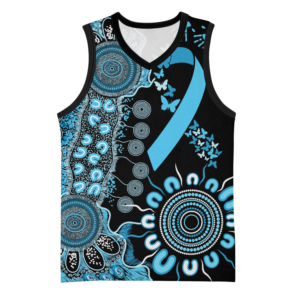 Australia Prostate Cancer Support Personalised Basketball Jersey Aboriginal Ribbon Dot Painting