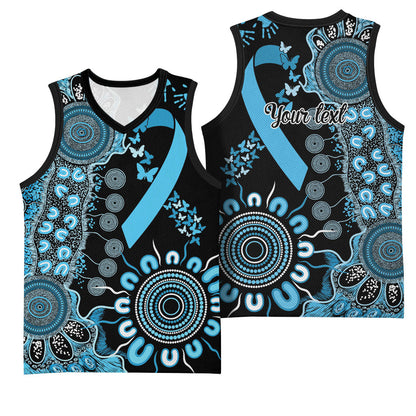 Australia Prostate Cancer Support Personalised Basketball Jersey Aboriginal Ribbon Dot Painting
