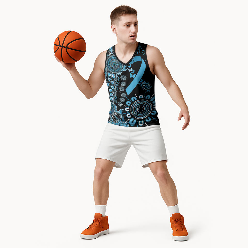 Australia Prostate Cancer Support Personalised Basketball Jersey Aboriginal Ribbon Dot Painting