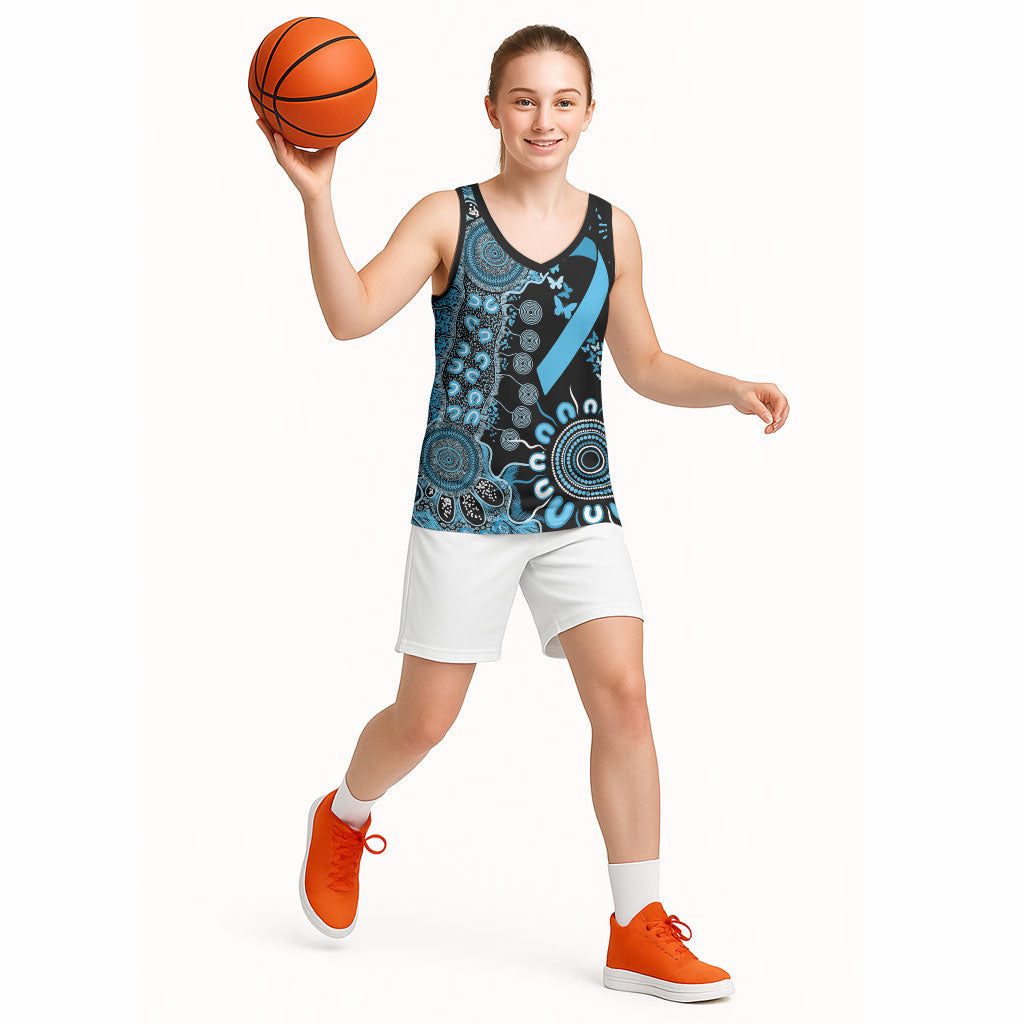 Australia Prostate Cancer Support Personalised Basketball Jersey Aboriginal Ribbon Dot Painting