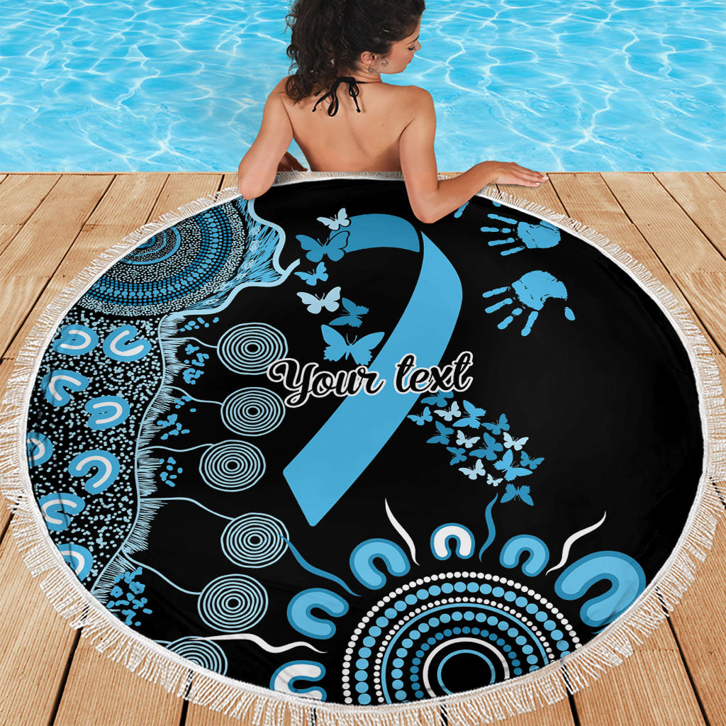 Australia Prostate Cancer Support Personalised Beach Blanket Aboriginal Ribbon Dot Painting