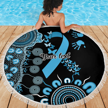Australia Prostate Cancer Support Personalised Beach Blanket Aboriginal Ribbon Dot Painting