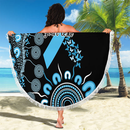 Australia Prostate Cancer Support Personalised Beach Blanket Aboriginal Ribbon Dot Painting
