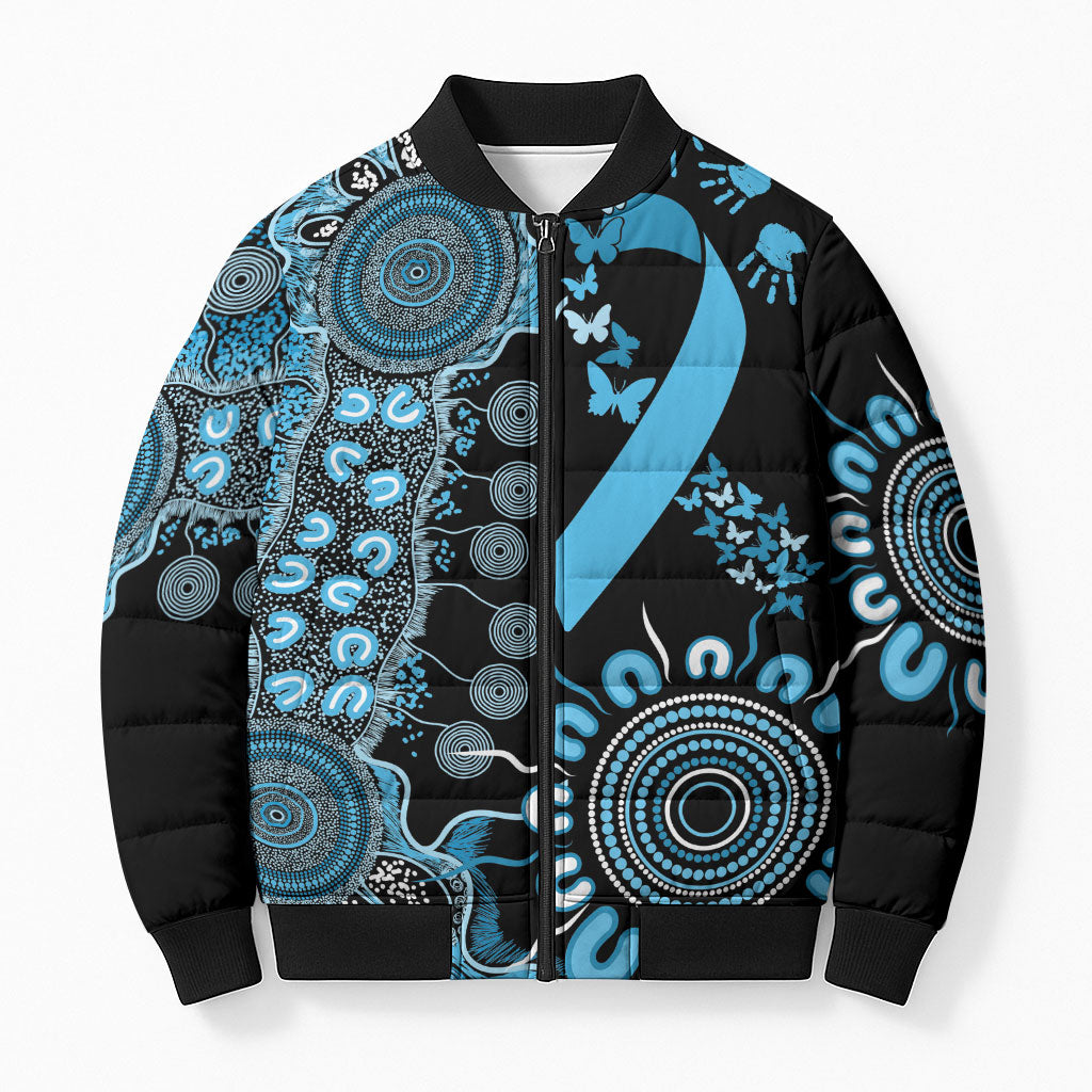 Australia Prostate Cancer Support Personalised Bomber Puffer Jacket Aboriginal Ribbon Dot Painting