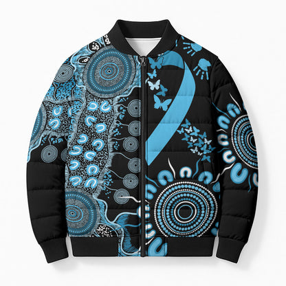 Australia Prostate Cancer Support Personalised Bomber Puffer Jacket Aboriginal Ribbon Dot Painting