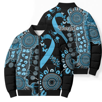 Australia Prostate Cancer Support Personalised Bomber Puffer Jacket Aboriginal Ribbon Dot Painting