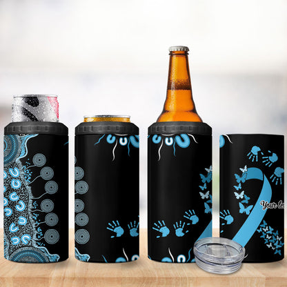 Australia Prostate Cancer Support Personalised 4 in 1 Can Cooler Tumbler Aboriginal Ribbon Dot Painting