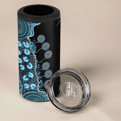 Australia Prostate Cancer Support Personalised 4 in 1 Can Cooler Tumbler Aboriginal Ribbon Dot Painting