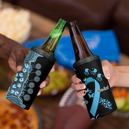 Australia Prostate Cancer Support Personalised 4 in 1 Can Cooler Tumbler Aboriginal Ribbon Dot Painting