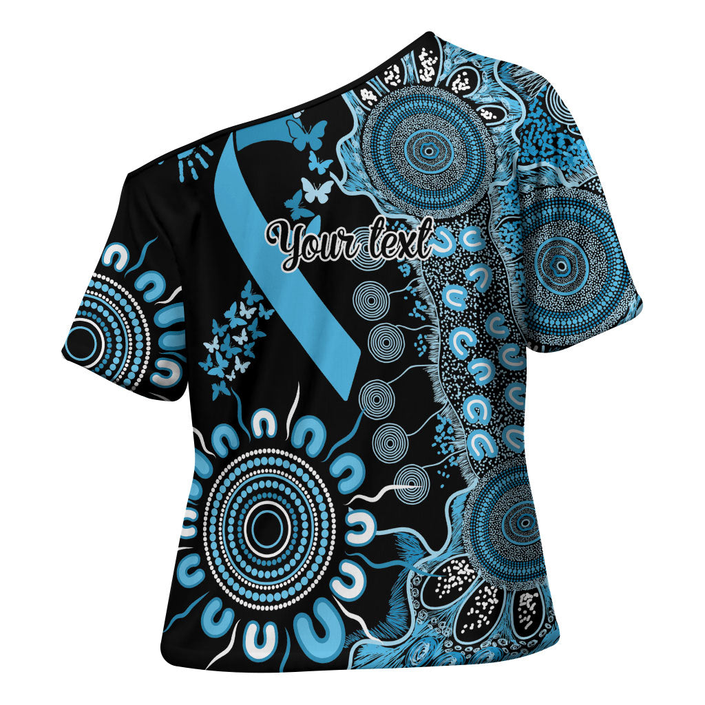 Australia Prostate Cancer Support Personalised Cross Shoulder Shirt Aboriginal Ribbon Dot Painting