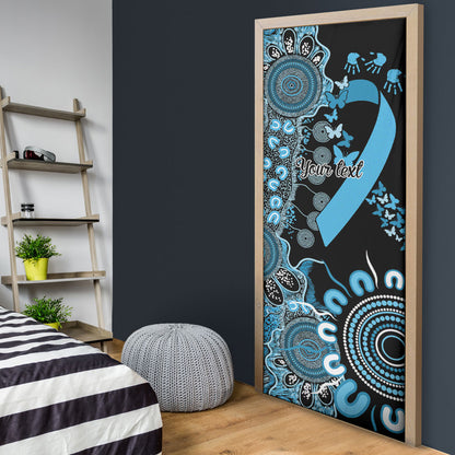 Australia Prostate Cancer Support Personalised Door Cover Aboriginal Ribbon Dot Painting