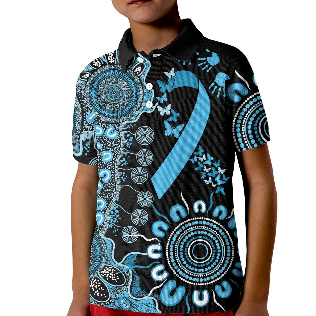 Australia Prostate Cancer Support Personalised Kid Polo Shirt Aboriginal Ribbon Dot Painting