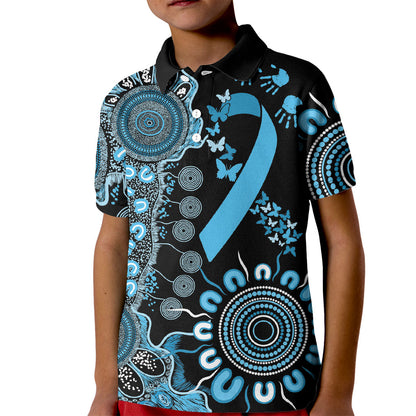 Australia Prostate Cancer Support Personalised Kid Polo Shirt Aboriginal Ribbon Dot Painting