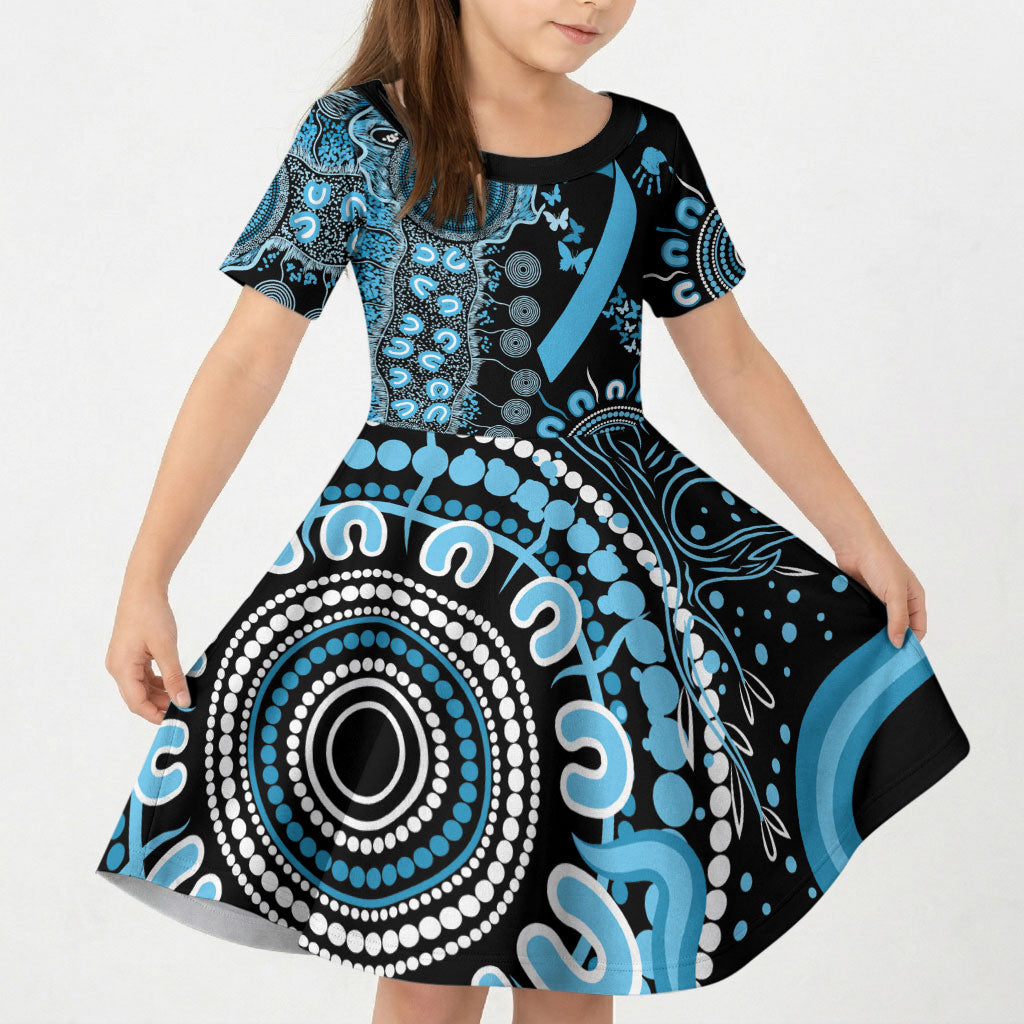 Australia Prostate Cancer Support Personalised Kid Short Sleeve Dress Aboriginal Ribbon Dot Painting