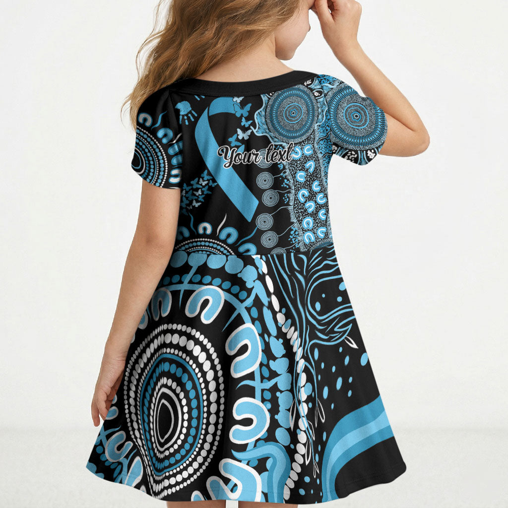 Australia Prostate Cancer Support Personalised Kid Short Sleeve Dress Aboriginal Ribbon Dot Painting