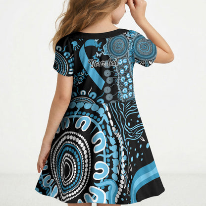 Australia Prostate Cancer Support Personalised Kid Short Sleeve Dress Aboriginal Ribbon Dot Painting