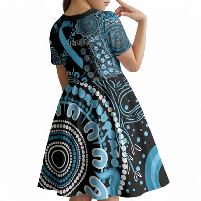 Australia Prostate Cancer Support Personalised Kid Short Sleeve Dress Aboriginal Ribbon Dot Painting