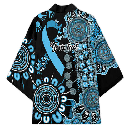 Australia Prostate Cancer Support Personalised Kimono Aboriginal Ribbon Dot Painting